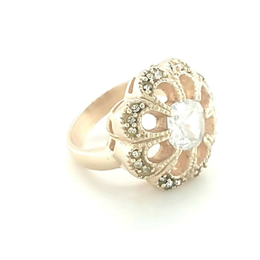 Ladies Vintage Crystal Flower Ring